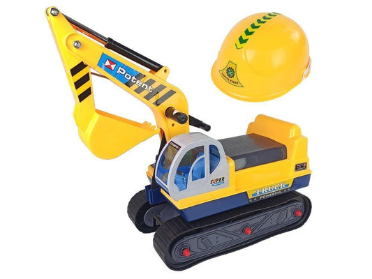 Big Excavator Construction Rider mit Helm in Gelb – Spiel und Abenteuer für kleine Baumeister - kidsdrive.net - Rideonkidcar - Elektroauto für Kinder - Geschenkidee - Kinderfahrzeug