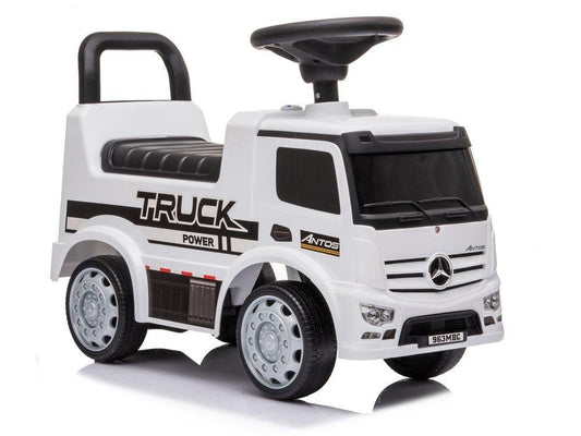 Mercedes Antos 656 Kinder-Ride-On in Weiß mit Sound, Horn und Lichteffekten - kidsdrive.net - Rideonkidcar - Elektroauto für Kinder - Geschenkidee - Kinderfahrzeug